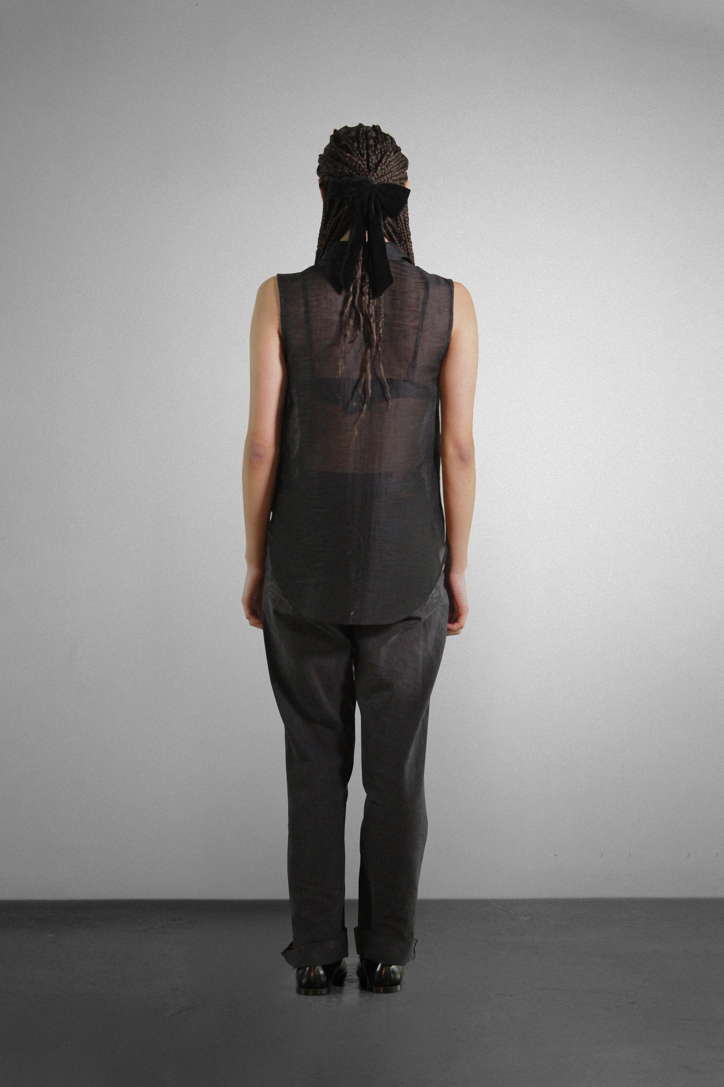 Sheer Black Sleeveless Shirt