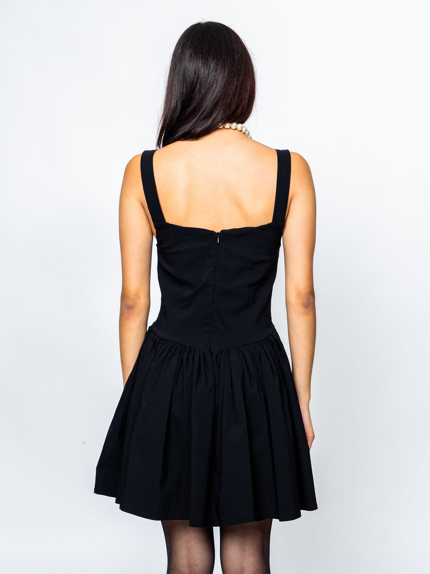 Black A Line Ruffle Hem Mini Dress