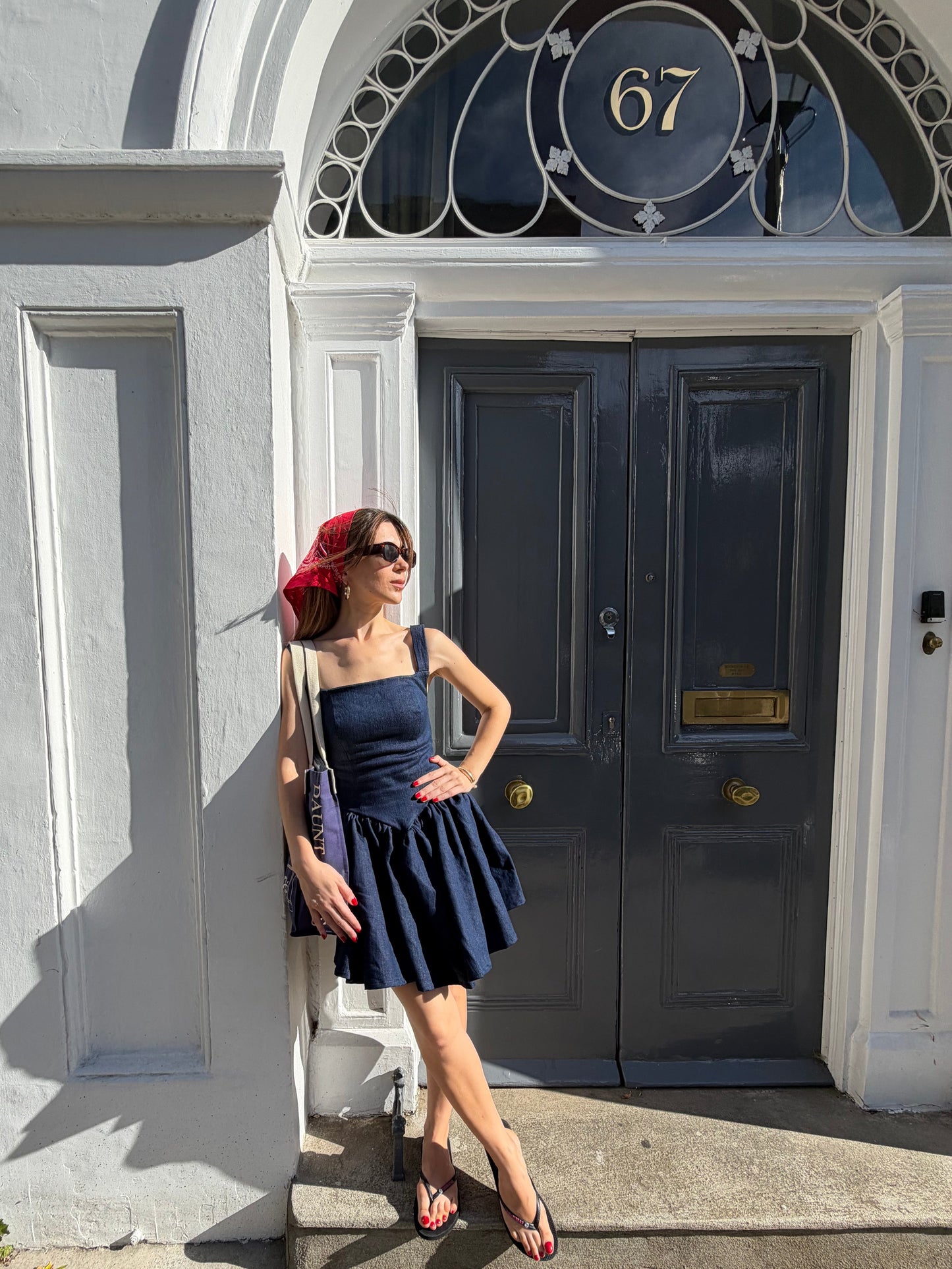 Dark Blue Skater Denim Mini Dress