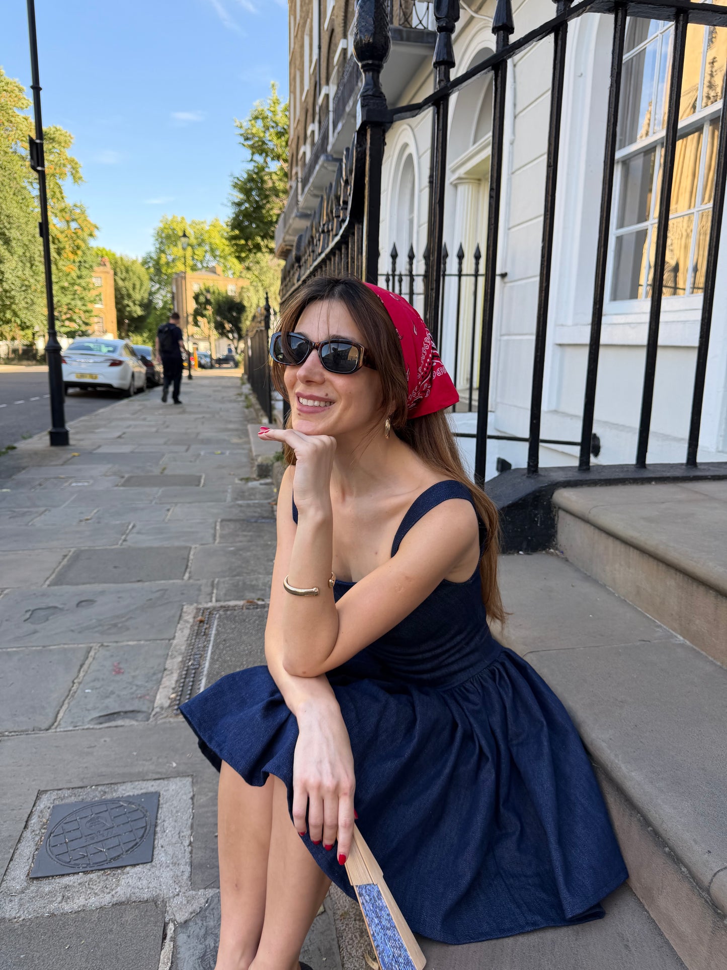 Dark Blue Skater Denim Mini Dress