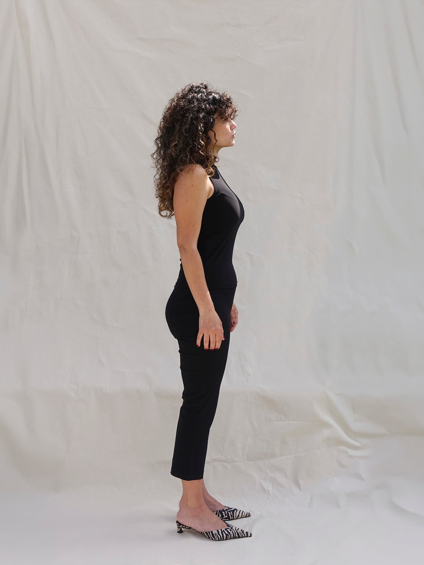 Black Flared Capri Trousers