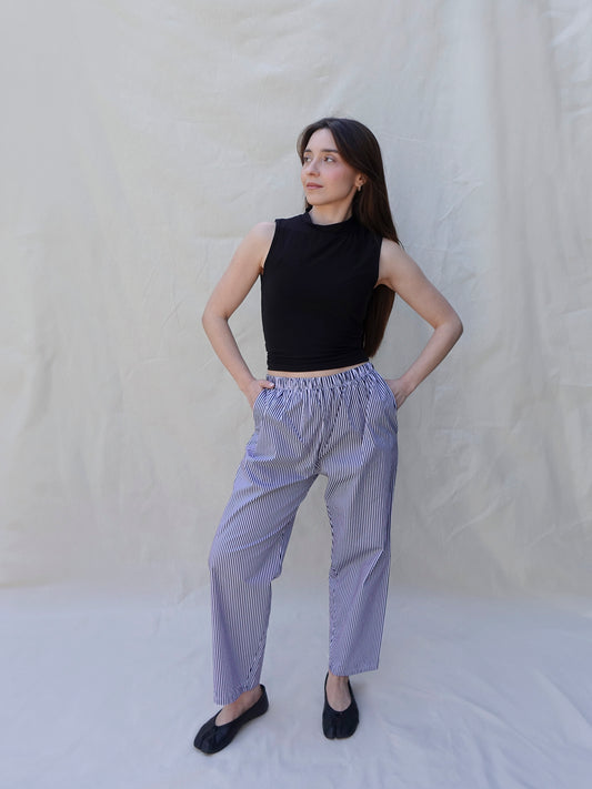 Black Striped Wide Leg Trousers