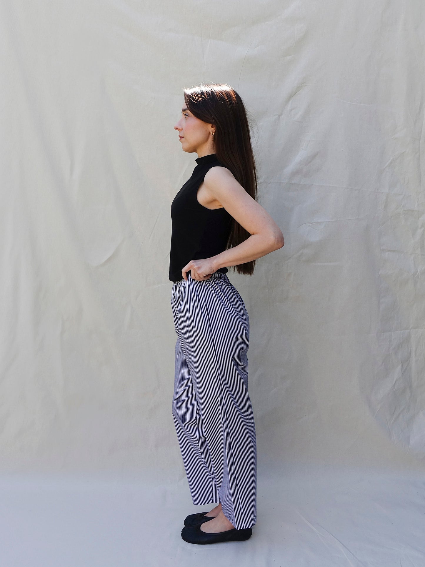 Black Striped Wide Leg Trousers