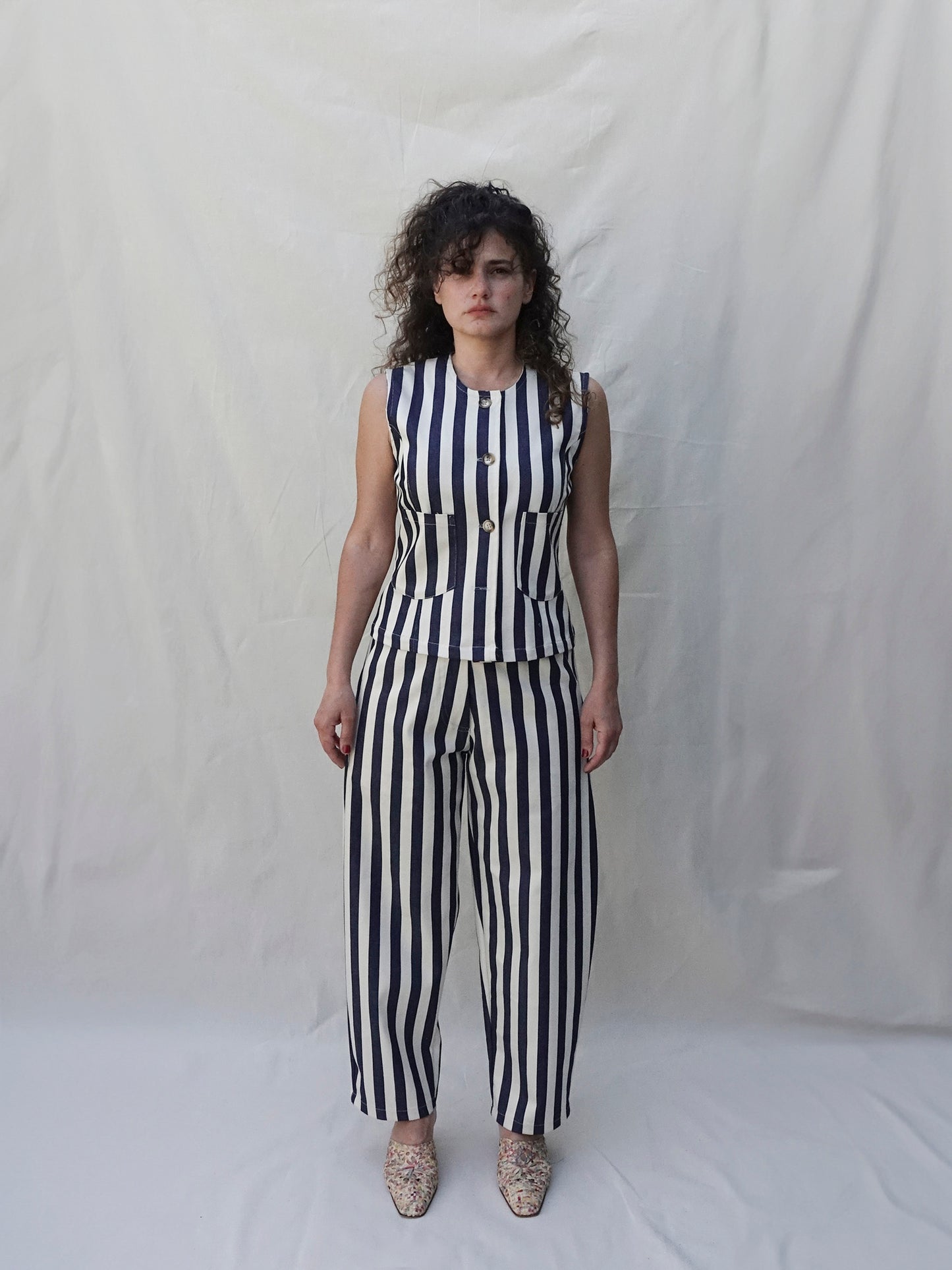 Navy White Stripe  Co-ord Waistcoat