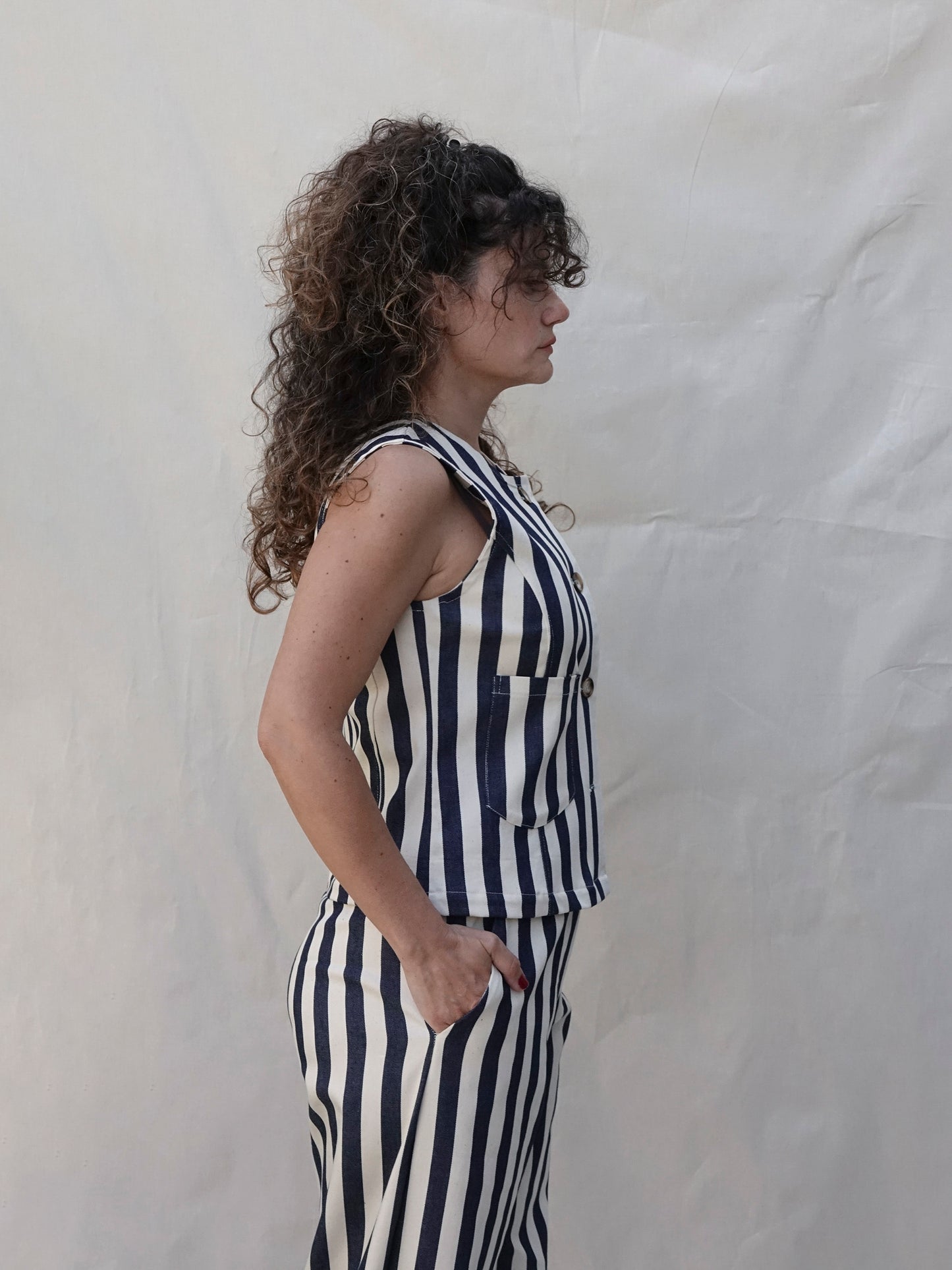 Navy White Stripe  Co-ord Waistcoat
