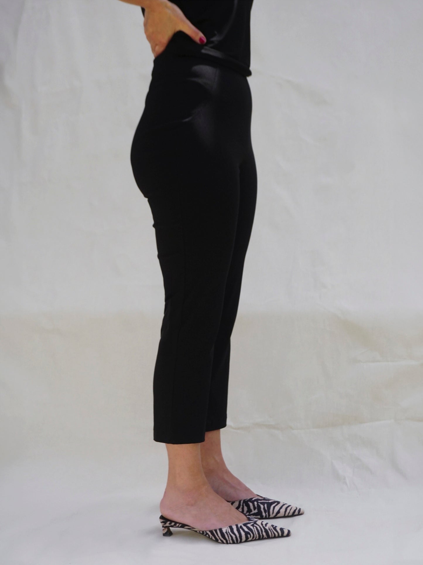 Black Flared Capri Trousers