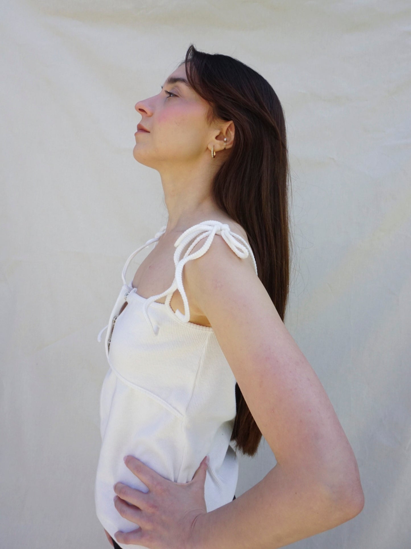 White Ribbed Cami Top