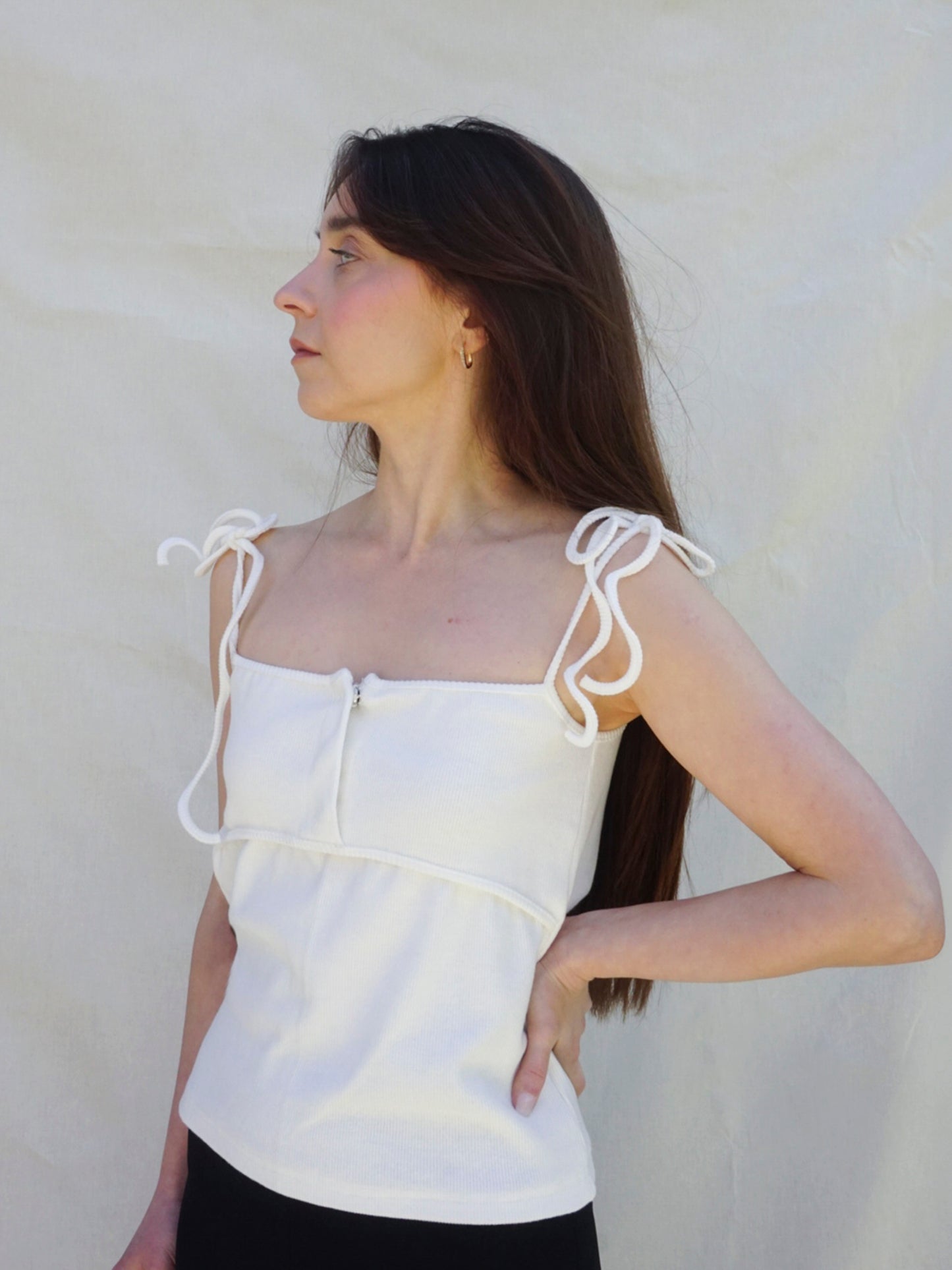 White Ribbed Cami Top