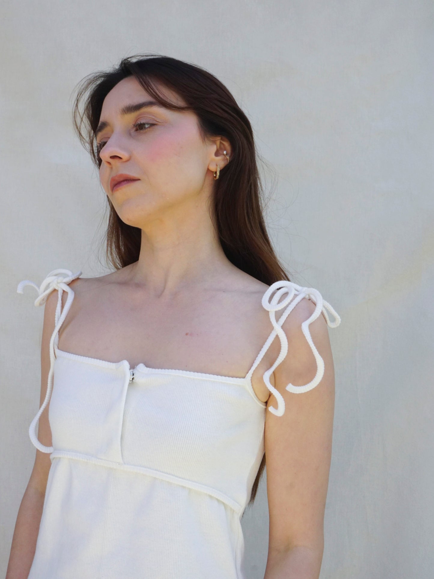 White Ribbed Cami Top