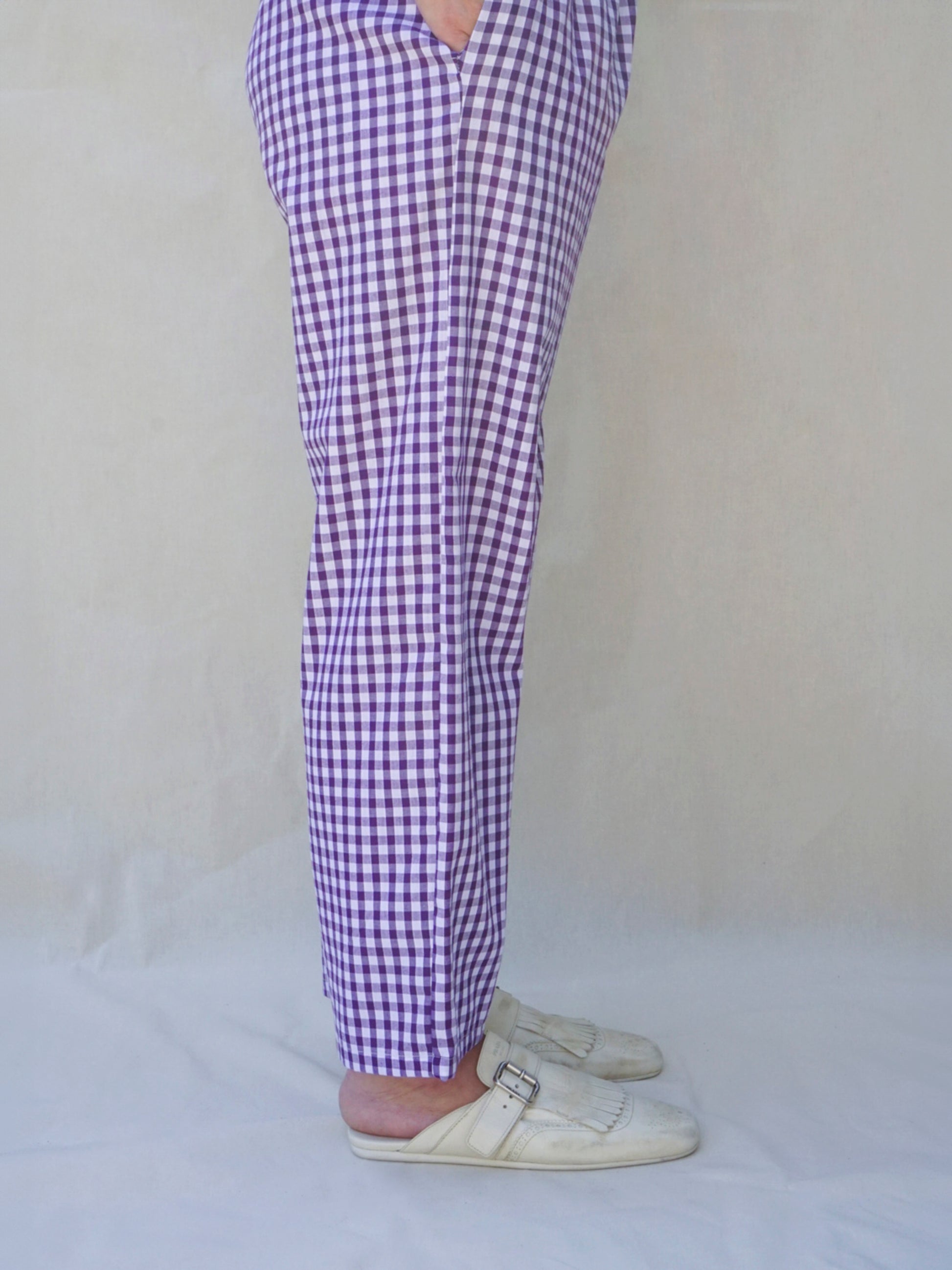 Purple Gingham Wide Leg Trousers - side 2