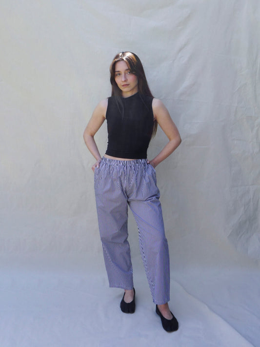 Black Striped Wide Leg Trousers