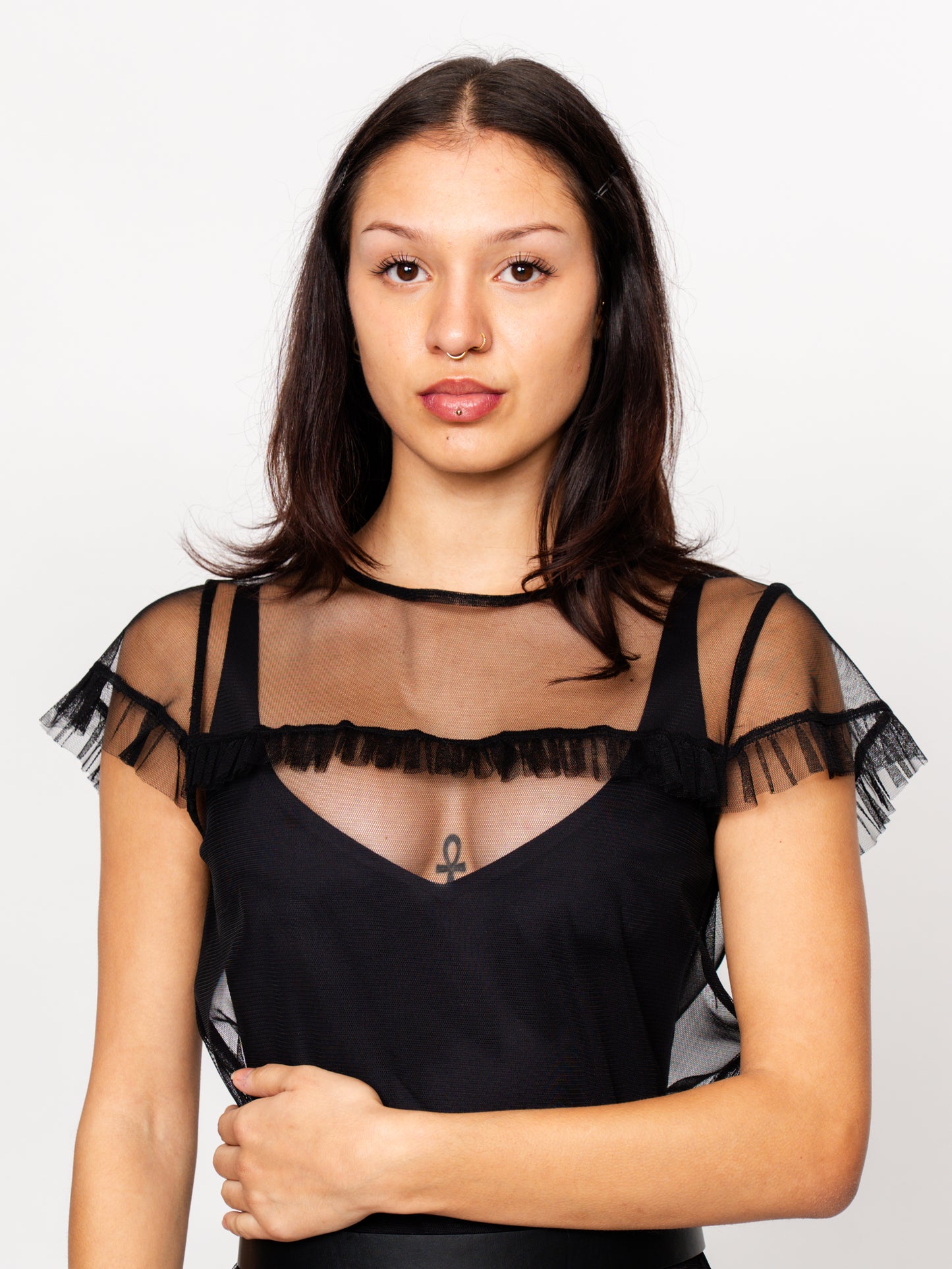 Black Sheer Tulle Maxi Dress