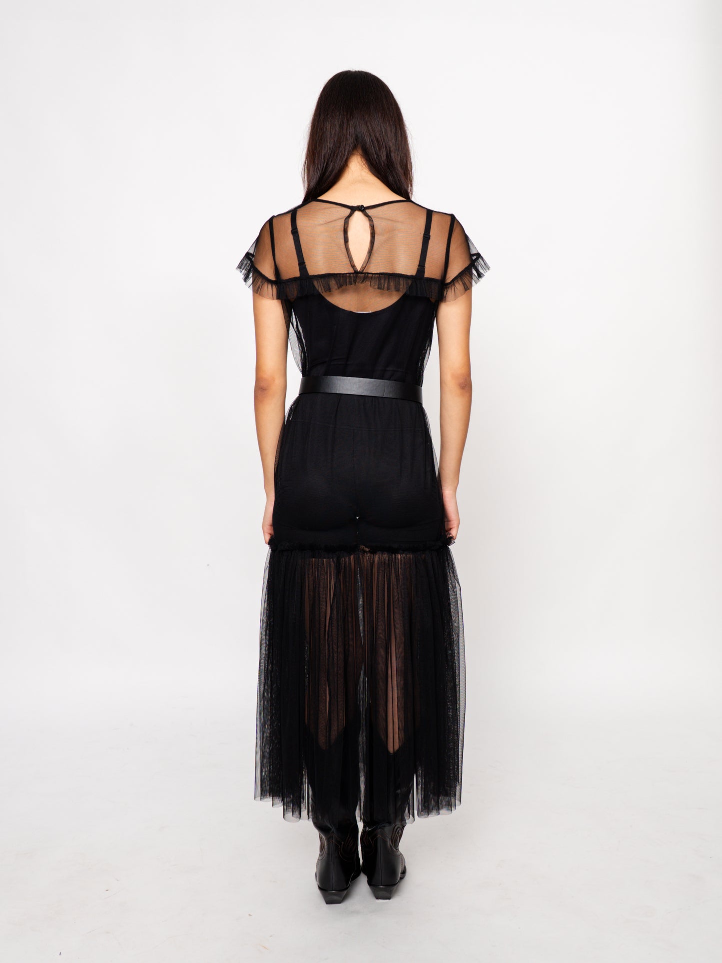 Black Sheer Tulle Maxi Dress