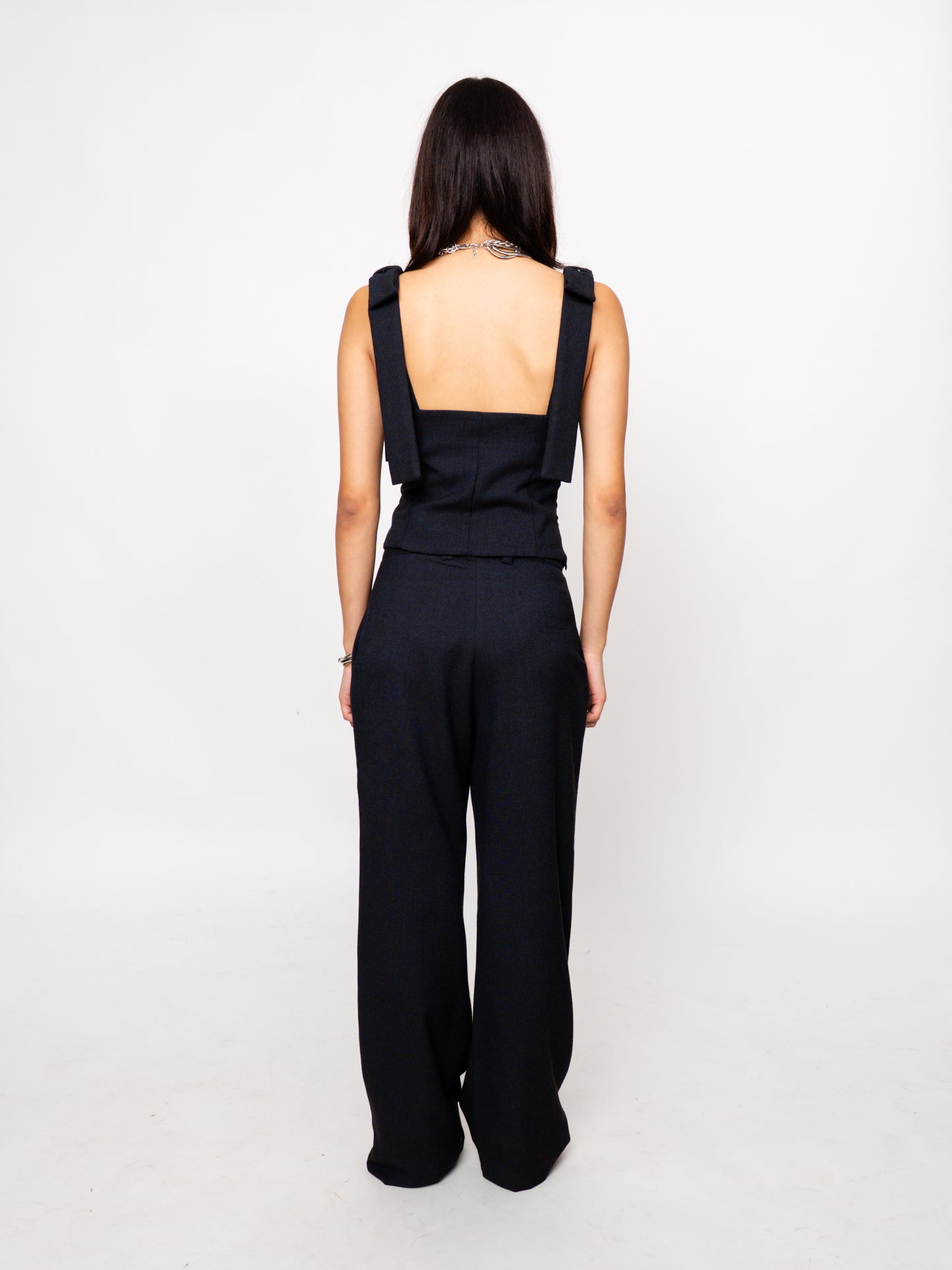 Black Pleated Wool Trousers