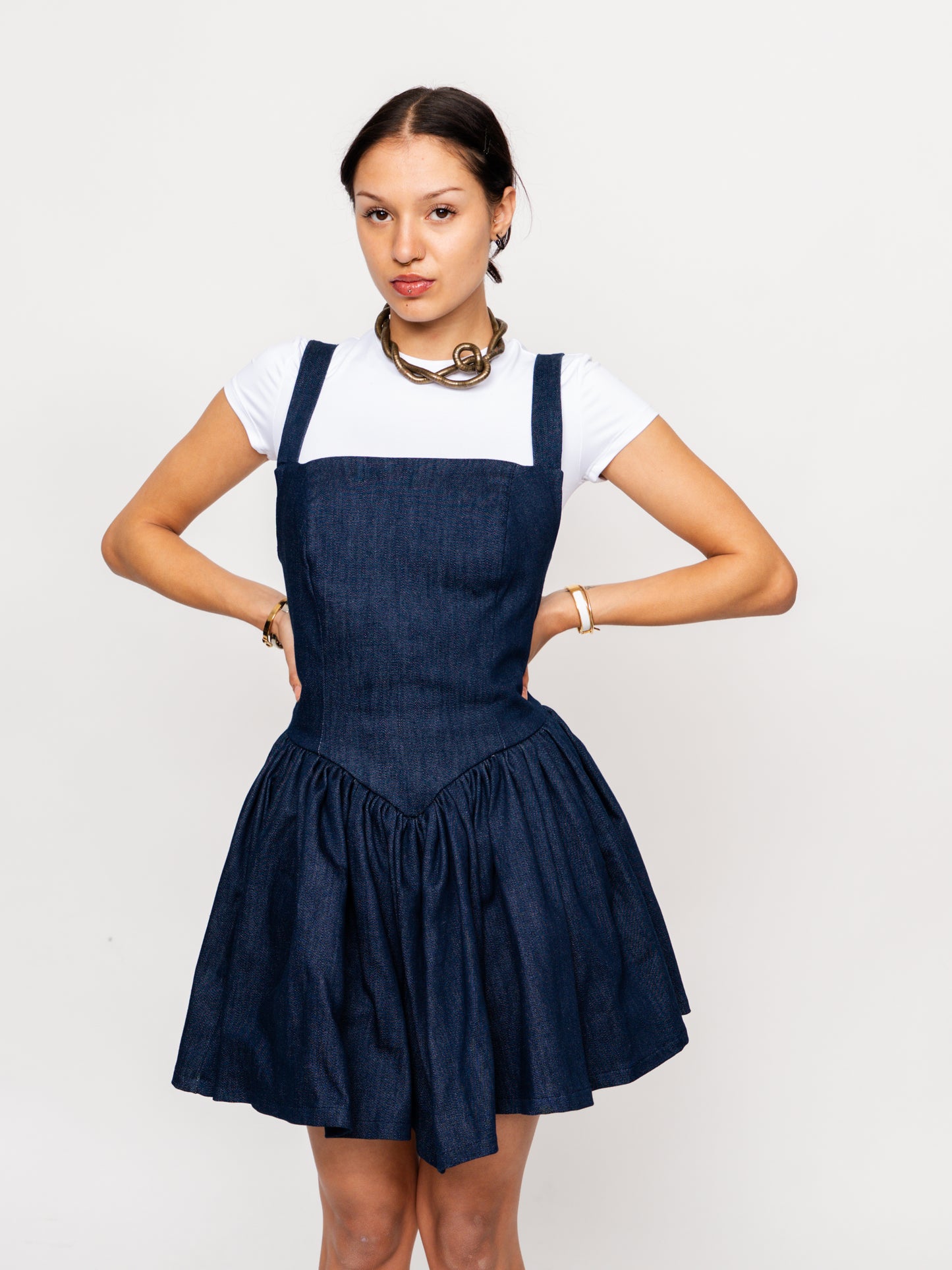 Dark Blue Skater Denim Mini Dress