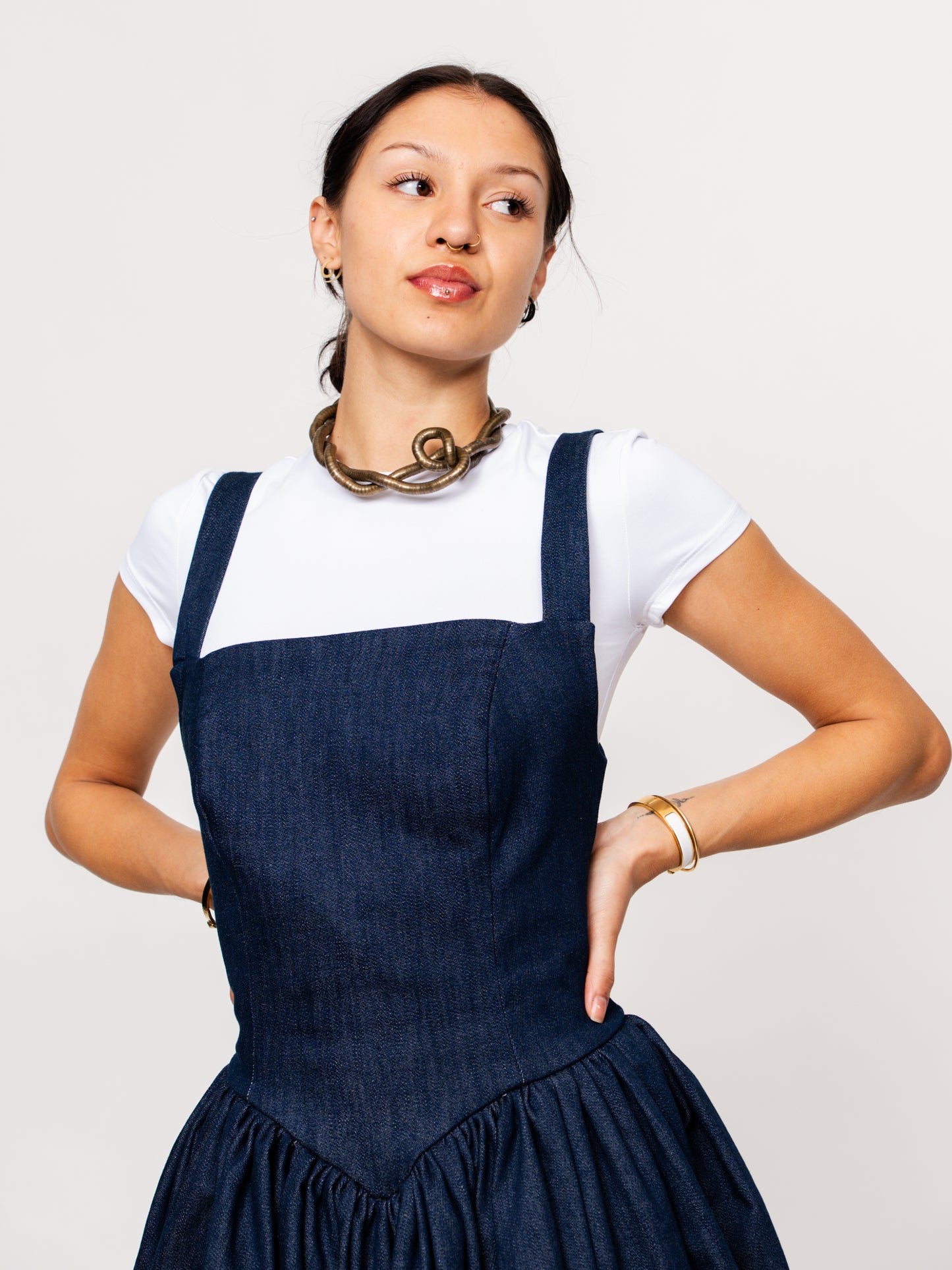 Dark Blue Skater Denim Mini Dress