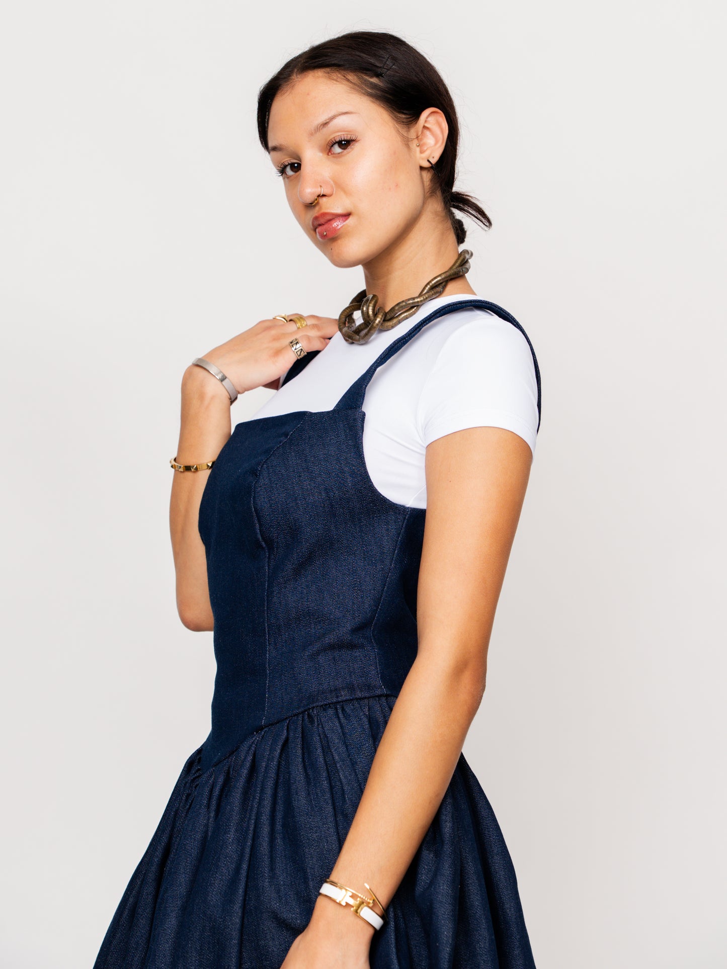 Dark Blue Skater Denim Mini Dress