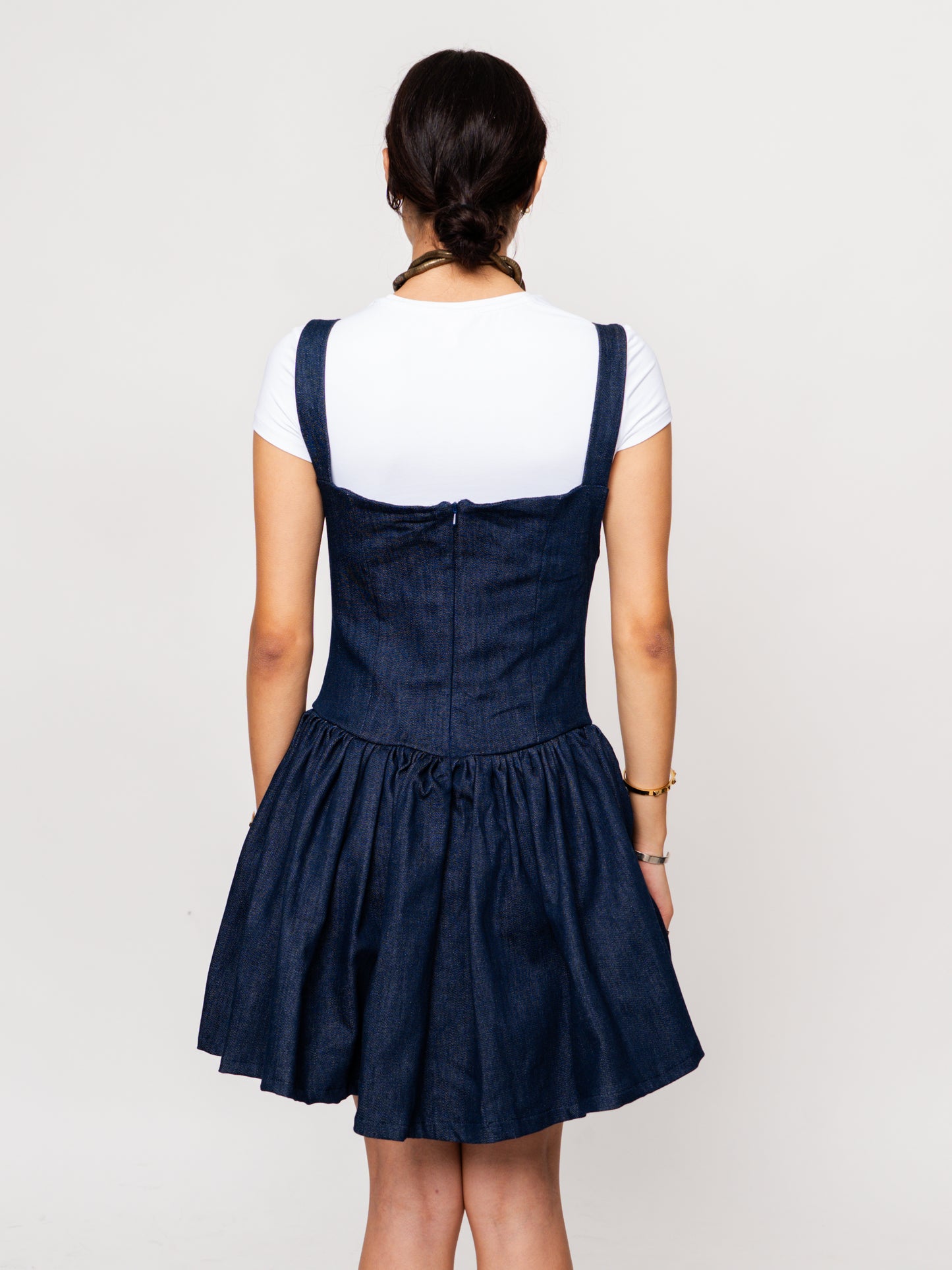 Dark Blue Skater Denim Mini Dress
