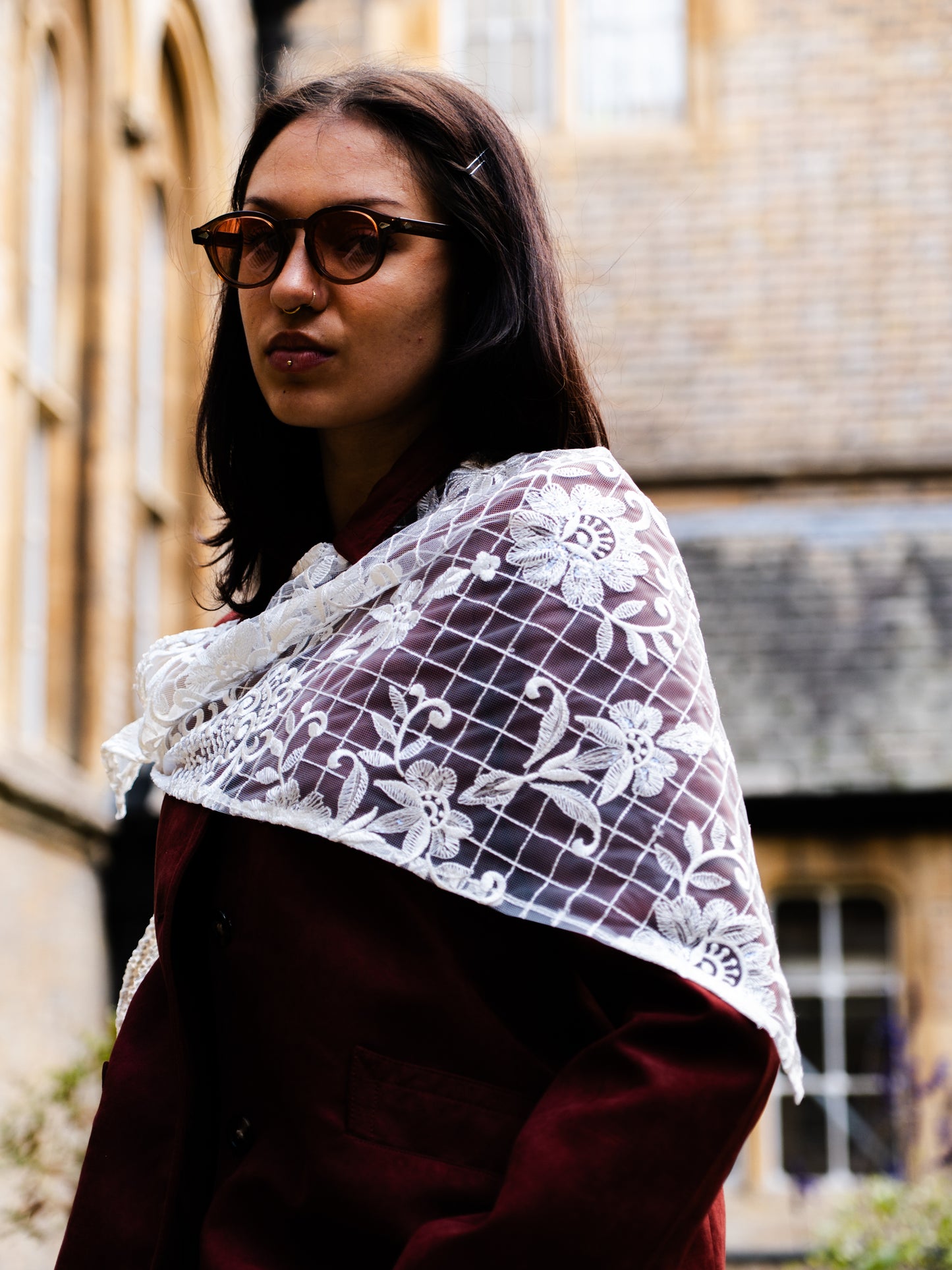 Embroidered Lace Shawl