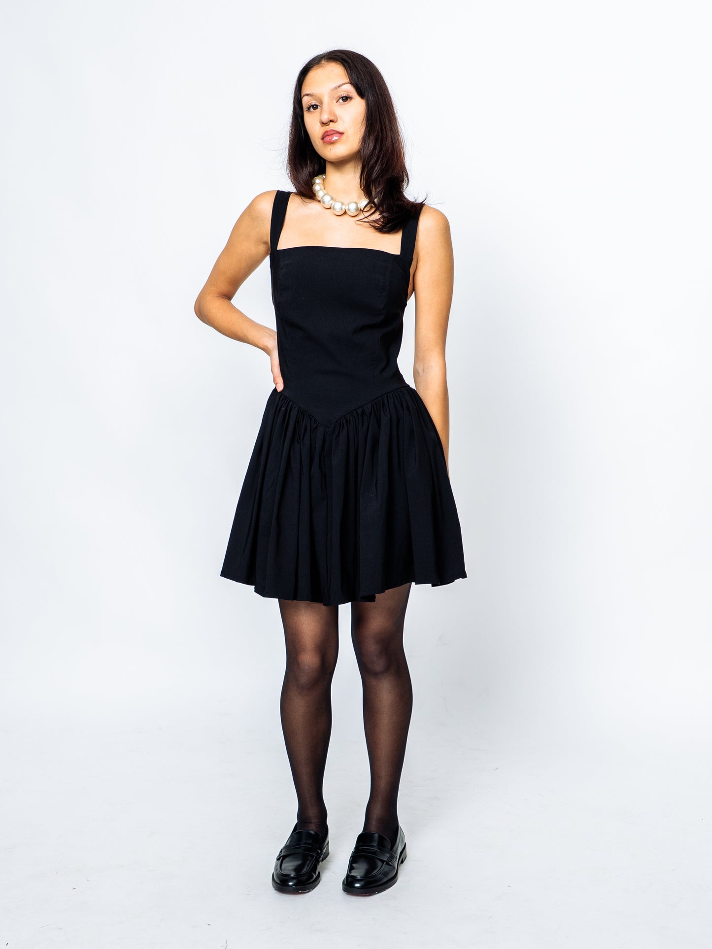Black A Line Ruffle Hem Mini Dress