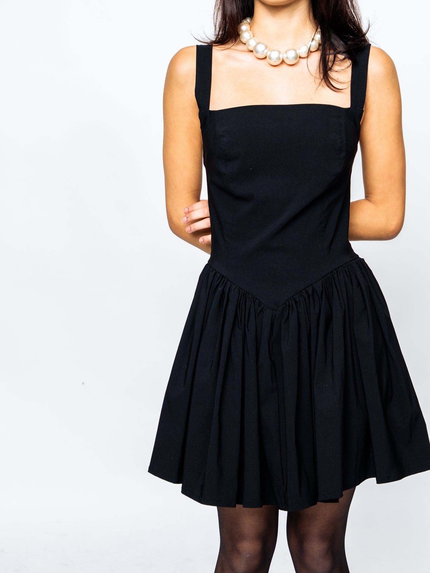 Black A Line Ruffle Hem Mini Dress