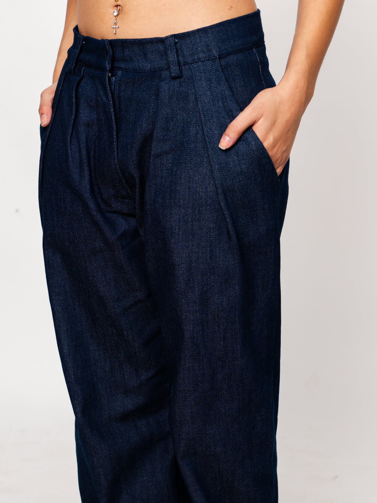 Pleated Denim Trousers