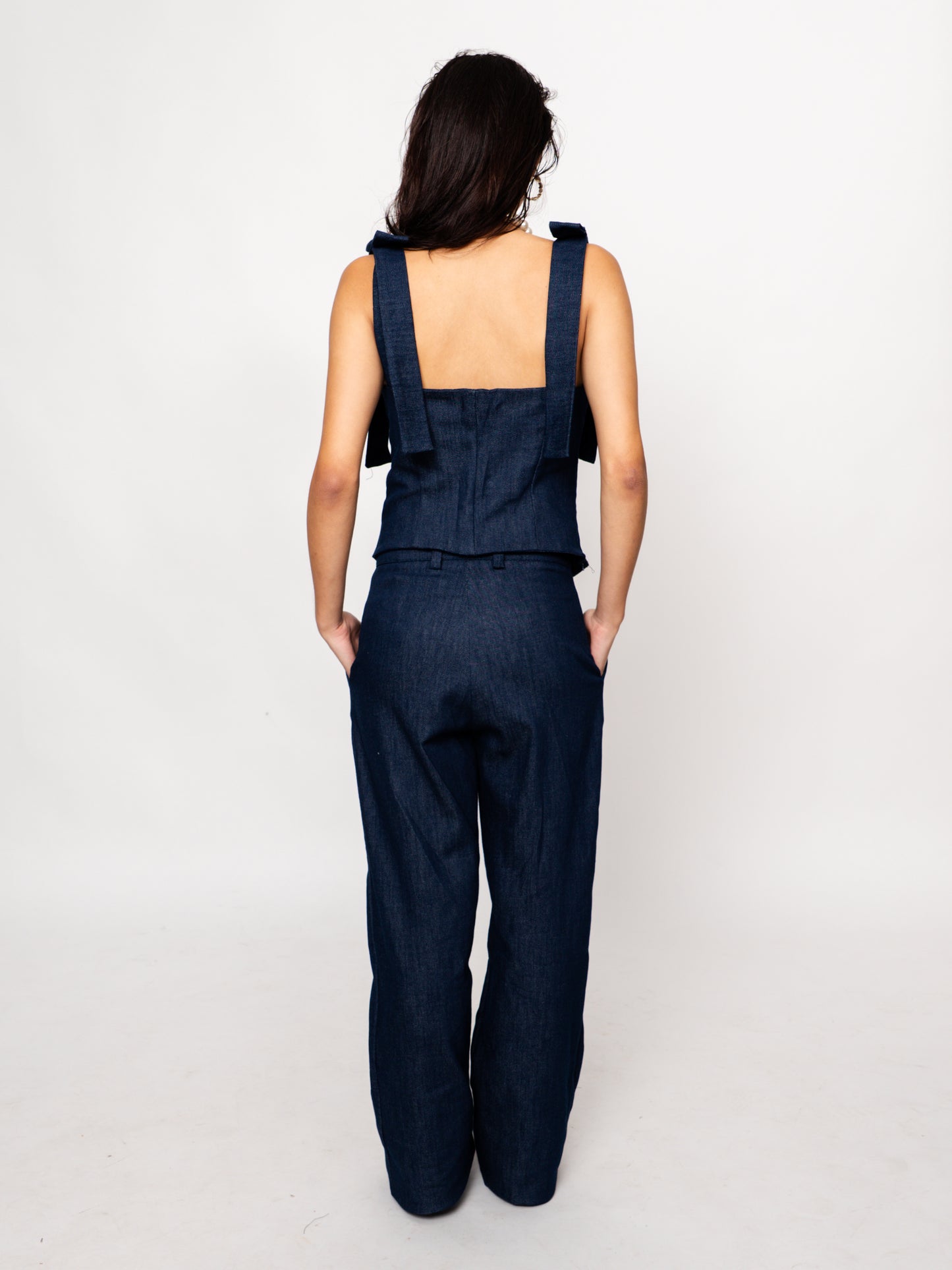 Pleated Denim Trousers